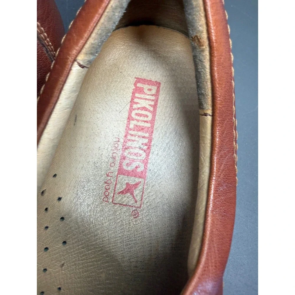 Pikolinos Jerez Mens Tan Brown Leather Slip On Loafers Whipstitch Shoes Size 46